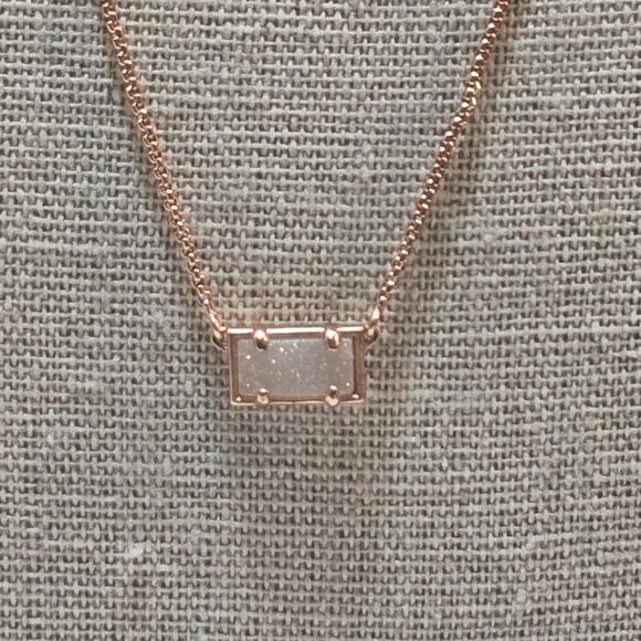 Kendra Scott Iridescent White Drusy and Rose Gold Bar Necklace - Picture 5 of 5
